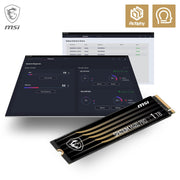 MSI SPATIUM M480 Pro 1TB PCIe 4.0 NVMe M.2 2280 SSD, 7400 MB/s Read, 6000 MB/s Write, 3D NAND, AES256 Encryption, Black