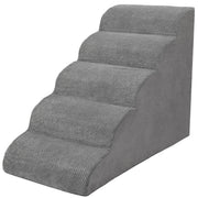 Niubya Dog Stairs for Small Dogs, 5 Steps High-Density Foam Ramp, Extra Wide Non-Slip Corduroy Cover, Gray