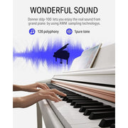 Donner EC3203 DDP-100 88-Key Weighted Action Digital Piano, White