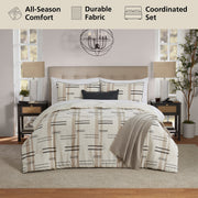Mainstays Full/Queen Comforter Set, All-Season, 5-Piece, Tan Modern Dash