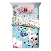 Gabby's Dollhouse Kids Bed in a Bag Bedding Set, Reversible Comforter with Character Artwork, Blue and Pink, Twin, 6B494C