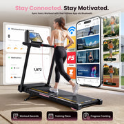 Patbrela Home Incline Treadmill with 3-Level Manual Incline, 8.8 MPH Speed, 3.5 HP Quiet Brushless Motor, 12 Preset Programs, 300 lb Capacity, Compact Design, Pink