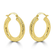 Diamond Cut Hoop Earrings in 14K Gold