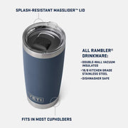 YETI Rambler Insulated Tumbler, 20 oz, Stainless Steel, Vacuum Insulated, MagSlider Lid, Beekeeper