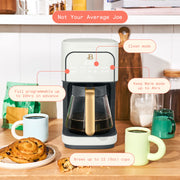 Made By Gather Beautiful 12-Cup Programmable Drip Coffee Maker, White Icing, Glass Carafe, 1200W Brewing System, 29456