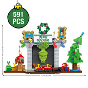 Brickcraft Grinch in Fireplace Brick Building Kit (591-Plastic Piece Set)