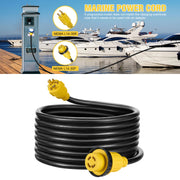 SPEEDWOW 50 FT 30 Amp RV Extension Cord, 125/250V Heavy Duty Extension Cord with Generator Inlet Box - 100% Pure Copper