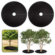 Landscape Weed Barrier Mat, Reusable Black Fabric Tree Ring, 40 Inch, Pack of 2
