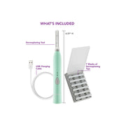 Spa Sciences SIMA Sonic Dermaplaning Tool-Professional & Painless 2-N-1 Facial Exfoliation & Peach Fuzz-Hair Removal System w/ 7 Weeks Treatment Included, Mint