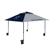 Logo Brands Dallas Cowboys Pop-Up Canopy, 12x12 ft, Vented Roof, Built-In Wheels, Powder-Coated Steel Frame, Includes Stakes, Ties, Sandbags
