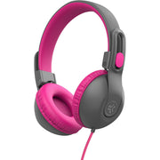 JLab JBuddies Studio 2 OnJLab On-Ear Kids Wired Headphones, Grey/Pink