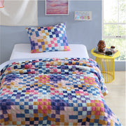 Urban Shop 2-Piece Textured Multi-Check Comforter Set, Reversible Geometric Patchwork, Multicolor, Twin/Twin XL, WK703728