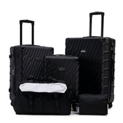Rosamo 5-Piece Hardshell Expandable Luggage Set with TSA Locks, 20in 24in 28in Spinner Suitcases, Black, Includes Sport Tote Bag