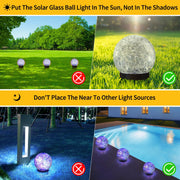 Mehoom Solar Globe Lights Outdoor, 4 Pack, 30 LED Cracked Glass, Waterproof IP65, Warm Yellow, Garden Patio Yard Landscape Lighting