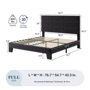 Allewie Full Platform Bed Frame with Velvet Headboard