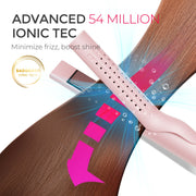 TYMO HC506 360 Degree Airflow 2-in-1 Curling Iron and Flat Iron Hair Straightener, 5 Heat Settings, 1.25 Inch Barrel, Pink