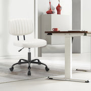CONCETTA C-2193 Small Desk Chair, Ergonomic Low-Back, Adjustable Height, White PU Leather, White