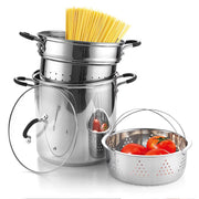 Cook N Home 02654 4-Piece Stainless Steel Pasta Cooker Steamer Multipots, 12 Quart, Silver