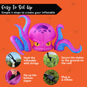 Joyfy Halloween Inflatable Octopus with Tentacles, Built-in LED Lights, 10 ft Long Outdoor Decoration