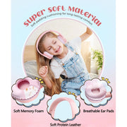 Mpow Foldable Headphones with Cord 94dB Over-Ear Headphones 3.5mm Jack for Girl, Pink