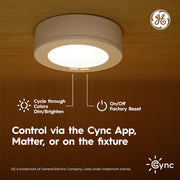GE Cync Reveal HD+ 3in Smart Undercabinet Puck Lights, Color Changing LED, Adjustable Brightness, Voice and App Control, 3-Pack, 93131317