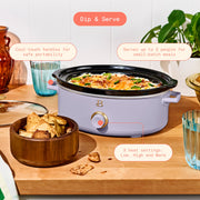 Beautiful 29251 2.5 Qt Dip and Serve Manual Slow Cooker, Lavender, 3 Heat Settings, Dishwasher Safe