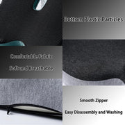 Ergonomic Memory Foam Seat Cushion with L-Shaped Lumbar Support and Coccyx Cutout, Non-Slip Base for Office Chair, Car, Wheelchair