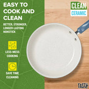 Tasty Clean Ceramic 16 Piece Non-Stick Aluminum Cookware Set, Slate Blue - Aluminum Material