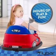 Flybar Kid Trax 6V Bumper Car Ride-On Toy, Red, 360 Spin, LED Lights, Soft Foam Bumpers, Safety Seat Belt