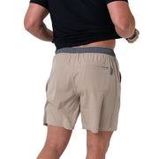 Burlebo Men's Athletic Shorts, Heather Khaki Venado Camo, Lightweight Moisture-Wicking Fabric, 4-Way Stretch, Utility Pockets, Regular Fit, AWS