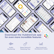 Hubble Connected HCSECLPX Eclipse+ Portable Soother, Kids & Baby Audio Monitor, 7-Color Night Light & Speaker, White