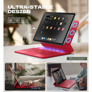 Dexnor Tablet Keyboard Case for iPad Air 11 Inch and iPad Pro 11 Inch with Magnetic Attachment, Backlit Multi-Touch Trackpad, Ultra-Thin Rose Red, 3000750