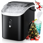 Simzlife ZX-IM-12S-S Nugget Ice Maker Countertop with Handle, Ready in 6 Mins with Chewable Ice, 34lbs/24H, Self