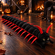 Woolycine Centipede Cat Costume, 50-Inch 3D Design, Adjustable Hook-and-Loop Fasteners, Black and Red