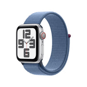 Apple Watch SE 2nd Generation Smartwatch, GPS and Cellular, 40mm Silver Aluminum Case, Winter Blue Sport Loop, MRGP3LL/A