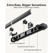 Ultimea Apollo S40 Sound Bar 2.2ch for TV Built-in Dual Subwoofer Wall Mount