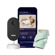 Owlet Dream Duo Gen 3 Smart Baby Monitor, Medical-Grade Health Tracking Sock, 2K HD Video Camera, Night Vision, Two-Way Audio, Mint