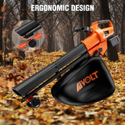 AIVOLT 3-in-1 Cordless Leaf Blower and Vacuum Mulcher, 40V 600CFM Turbo, 40L Bag