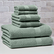 Better Homes & Gardens Signature Soft Cotton Popcorn Textured Bath Towel, Arctic White and Green River