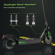 isinwheel S9MAX Electric Scooter 500W Motor Up to 22 Miles Range Top Speed 21MPH 10-inch Solid Tires Electric Scooter Adult with Front and Rear Dual Suspension Dual Braking System & App