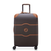 Delsey Paris Chatelet Air 2.0 24 Inch Checked Suitcase, Chocolate Brown, Hardside Polycarbonate, Dual-Density Spinner Wheels, TSA Combination Lock, 9.1 lb