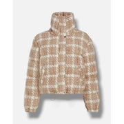 En Saison Women's Brown Check Arlo Drawstring Hem Puffer Jacket Size M