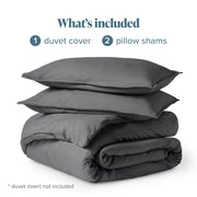 Bare Home Luxury Duvet Cover and Sham Set, Premium 1800 Collection, Ultra-Soft Microfiber, Gray, Queen, 3-Pieces