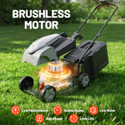 Litheli 20V Cordless Electric Lawn Mower, 14-Inch Cutting Width, Brushless Motor, 5-Position Height Adjustment, 5.0Ah Battery