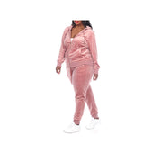 White Mark 2-Pc. Velour Tracksuit-Plus - Pink 1X