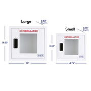 American Hospital Supply Wall Mounted AED Storage Cabinet, Large, White Aluminum, Lockable, Magnetic Door, Clear Window, AHS-AEDC-LB