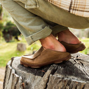 OluKai Moloa Men's Slip-On Shoes, Premium Full-Grain Leather, Fold-Down Heel, Ray/Toffee, Size 11.5, Medium Width, 10128-2733