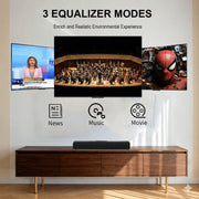 Jierben Sound Bar for TV, 50W, DSP Fusion Technology, 3D Surround Sound, Bluetooth 5.4, HDMI ARC, Dual Subwoofers, Wall Mountable, Black, SP03