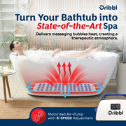 Dribbl Electric Bubble Massage Bathtub Mat, Non-Slip Waterproof Spa Mat with Built-In Heater, Motorized Air Pump, Remote Control, 6-Speed Adjustable Massage, Aqua