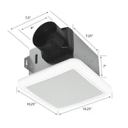 Homewerks 7130-19-BT 80 CFM / 1.5 Sones Exhaust Fan Ventilation with Bluetooth Speaker & Dimmable LED Light, White